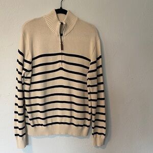 Brandy Melville Aleah Cream and Black  Zip-Up Sweater